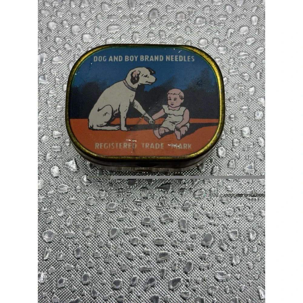 Rare Advertising Gramophone Needles Tin  1930 Dog & Baby Phono Nadeldose #7